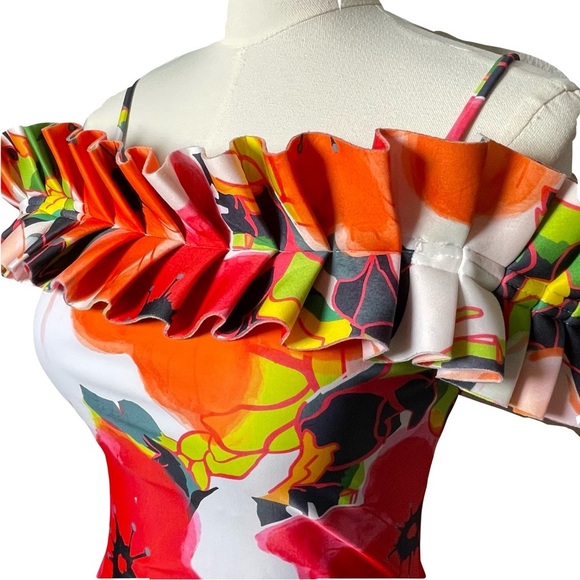 Imekis One Piece Swimsuit Tropical Floral Print Women’s Size M Pool Party - Picture 3 of 11